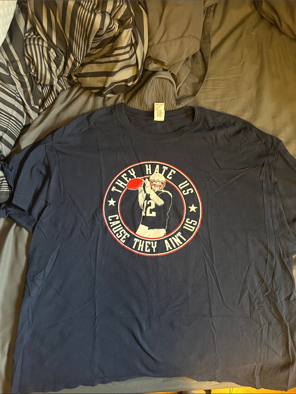 Gildan Navy Short-Sleeve Tee with Football Graphic